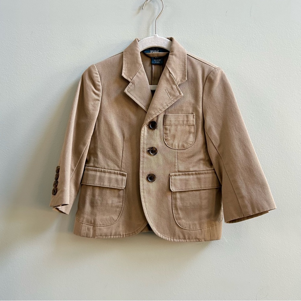 Polo Ralph Lauren Khaki Button Up Cotton Classic Sport Coat Jacket Blazer, 2T